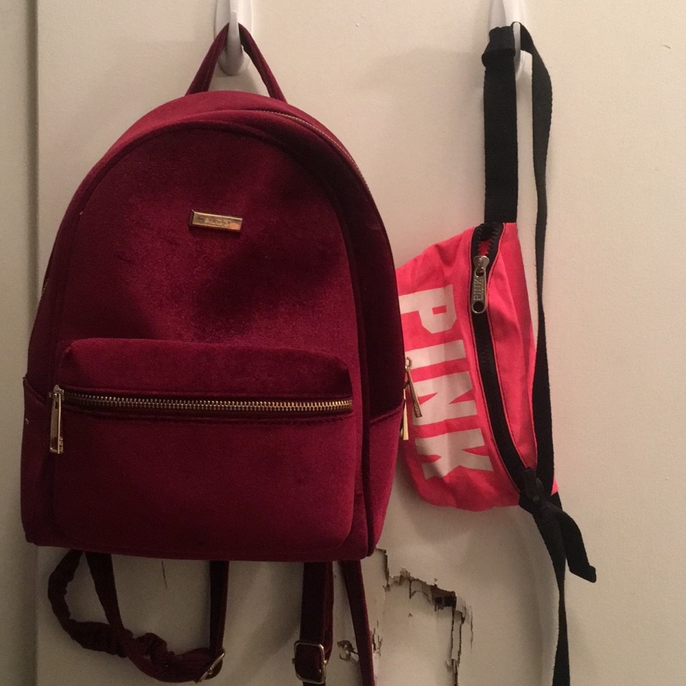 Aldo back pack with pink fanny pack .